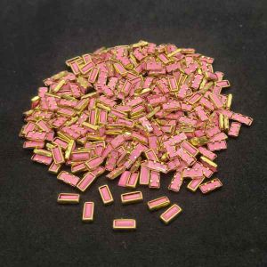 Kundan Stones, 4x8mm, Rectangle, Pack Of 25 Gms, Light Pink