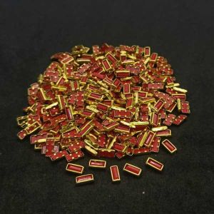 Kundan Stones, 4x8mm, Rectangle, Pack Of 25 Gms, Maroon