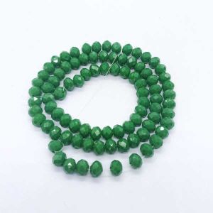 Glass Opaque Crystals, Rondelle, 6mm, Green