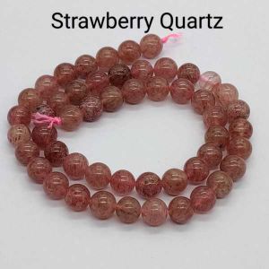 Natural Gemstone Beads, 8mm Round, Strawberry Quartz