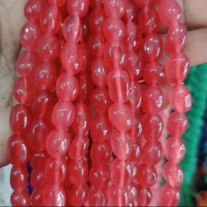 Natural Quartz Beads, (Oval), 8x10mm, Dark Peachish Pink