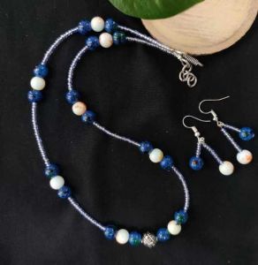 Glass Beads Necklace With Earrings