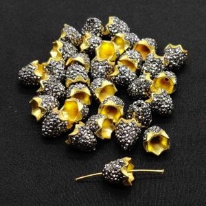 CZ Stone Caps, 12mm, Black Foiled, Sold By 1 Pair
