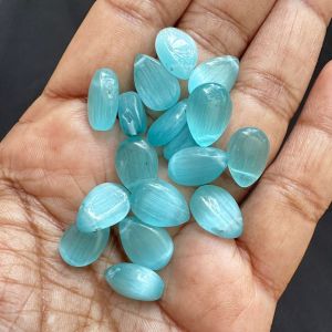 Hydro Flat Teardrop Crystals, Side Hole, Briolette, (Light Blue),Pack of 17 