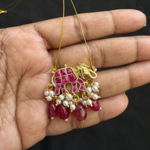Jadau Elephant With Invisible Wire, Ruby Pink