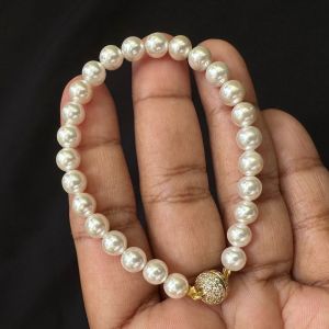 Shell Pearl Bracelet With Cz Stone Balls