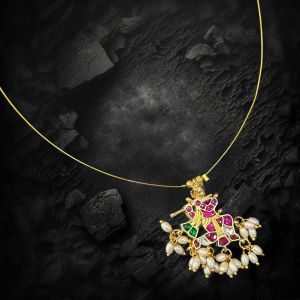 Jadau Krishna Pendant With Invisible Wire