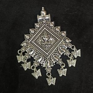 Antique Silver Flower Metal Pendant With Butterfly Charms 