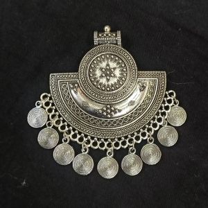 Antique Silver Flower Metal Pendant With Butterfly Charms 