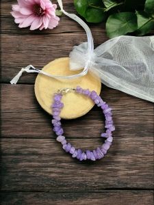 Gemstone Chip Bracelet,dyed , Lavender