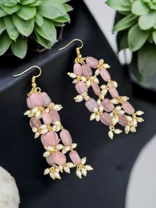 Monolisa and Pearl Dangler Earrings pink
