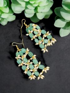 Monolisa and Pearl Dangler Earrings pink