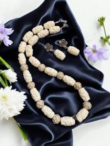 Designer beads with ( synthetic coral ) Necklace Cream