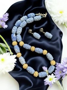 Designer beads with ( synthetic coral ) Necklace Blue
