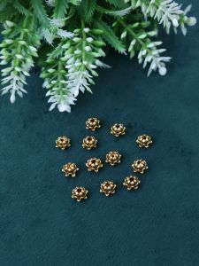Antique Gold Nakshi balls ,flower shape 5x6mm 