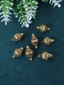 Antique Gold Nakshi balls ,bicone shape 18x5 mm