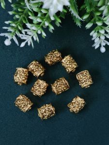 Antique Gold Nakshi balls ,cylinder shape 11x9mm