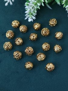 Antique Gold Nakshi balls ,round shape 7x9mm