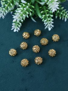 Antique Gold Nakshi balls ,round shape 10mm 
