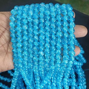 Crackle Glass Beads, 8mm Round,Blue