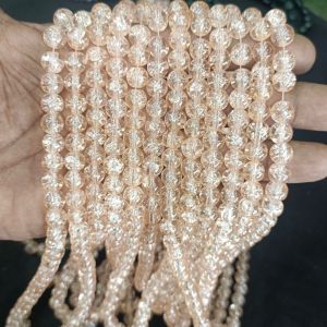 Crackle Glass Beads, 8mm Round,Light Peach