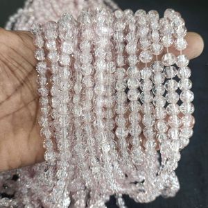 Crackle Glass Beads, 8mm Round,Light Pink shade
