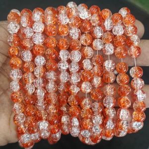 Crackle Glass Beads, 8mm Round,Reddish Orange 