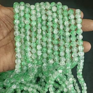 Crackle Glass Beads, 8mm Round,Sea Green