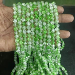 Crackle Glass Beads, 8mm Round,Parrot Green