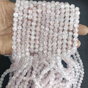 Crackle Glass Beads, 8mm Round,white dual shade