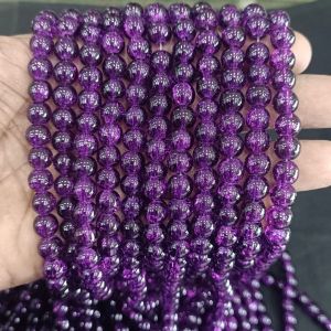 Crackle Glass Beads, 8mm Round,Dark Violet