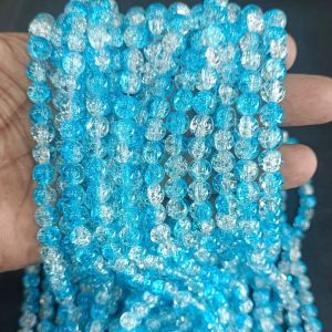 Crackle Glass Beads, 8mm Round,blue with pink shades