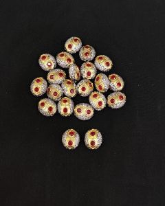 Double Tone Victorian CZ Stone Spacer Beads/Connectors Green, Oval, 18x15mm, Sold By 1 Pc