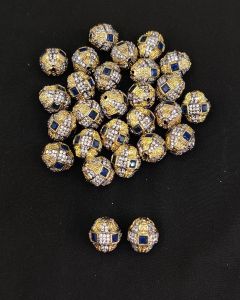 Double Tone Victorian CZ Stone Spacer Beads/Connectors Red, Barrel, 18x16mm, Sold By 1 Pc