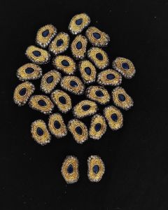Double Tone Victorian CZ Stone Spacer Beads/Connectors Blue, Pear shape, 17x10mm, Sold By 1 Pc