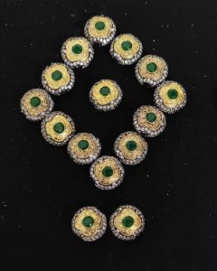 Double Tone Victorian CZ Stone Spacer Beads/Connectors Green, Flower design, 16mm, Sold By 1 Pc