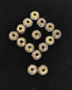 Double Tone Victorian CZ Stone Spacer Beads/Connectors Green, Flower design, 16mm, Sold By 1 Pc