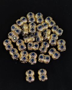 Double Tone Victorian CZ Stone Spacer Beads/Connectors Green, teardrop design, 18x13mm, Sold By 1 Pc