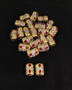 Double Tone Victorian CZ Stone Spacer Beads/Connectors Red, Rectangle shape with teardrop design, 18x13mm, Sold By 1 Pc