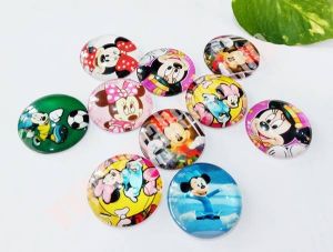 Glass cabochon, Disney Mickey, Assorted, Pack of 10 pcs