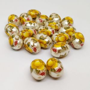 Japanese Beads (Oval) - White And Yellow