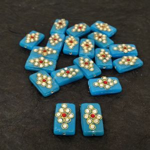 Kundan Connectors, Rectangle, Light Blue, Pack Of 8 Pieces