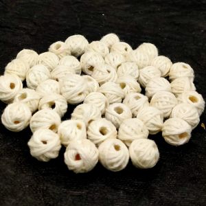 Cotton Thread Beads - White, Pack Of 10 Pcs