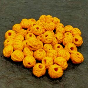 Cotton Thread Beads - Mustard Yellow, Pack Of 10 Pcs