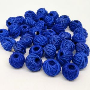 Cotton Thread Beads - Royal Blue, Pack Of 10 Pcs