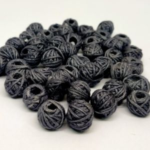 Cotton Thread Beads - Grey, Pack Of 10 Pcs