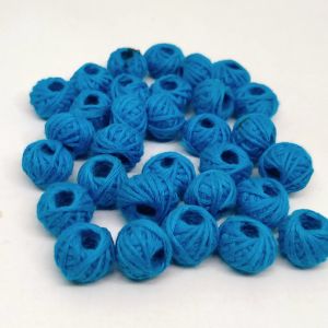 Cotton Thread Beads - Blue, Pack Of 10 Pcs