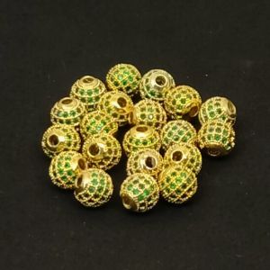 1 Piece of CZ Stone Balls, 8mm, Round, Green