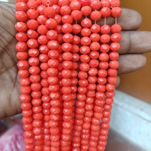 Glass Opaque Crystals, Rondelle,8mm, Orange