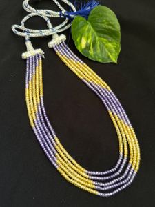 CZ stone necklace , 5 Layers, Yellow & Purple
